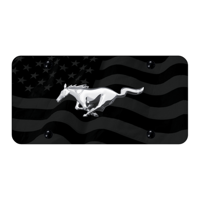 Mustang License Plate - UV Subdued Wave Flag