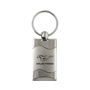 Mustang Rectangular Wave Key Fob in Silver