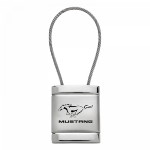 Mustang Satin-Chrome Cable Key Fob - Silver