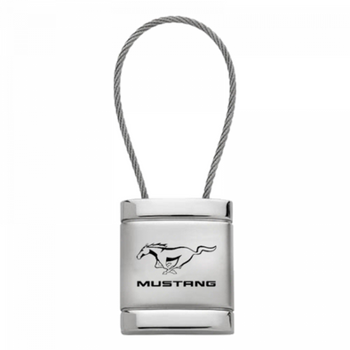 Mustang Satin-Chrome Cable Key Fob - Silver