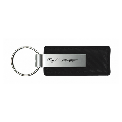 mustang-script-carbon-fiber-leather-key-fob-in-black-40149-classic-auto-store-online