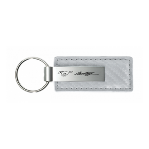 mustang-script-carbon-fiber-leather-key-fob-in-white-40221-classic-auto-store-online
