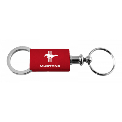 Mustang Tri-Bar Anodized Aluminum Valet Key Fob - Red