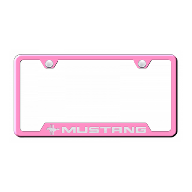mustang-tri-bar-cut-out-frame-laser-etched-pink-26784-classic-auto-store-online