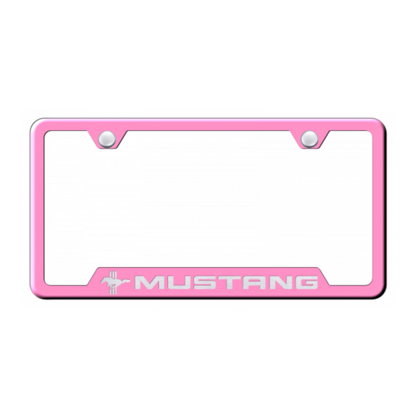 Mustang Tri-Bar Cut-Out Frame - Laser Etched Pink