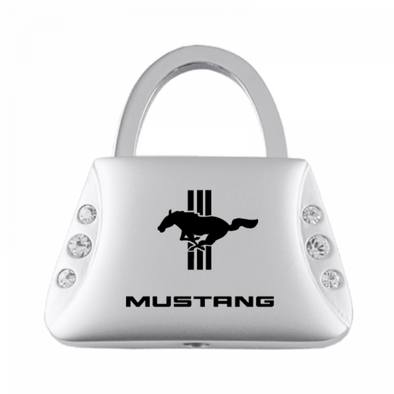 Mustang Tri-Bar Jeweled Purse Key Fob - Silver