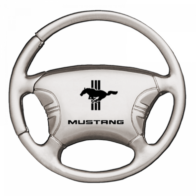 Mustang Tri-Bar Steering Wheel Key Fob - Silver