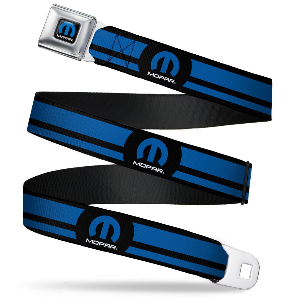 Mopar Logo Black & Blue Stripes Seatbelt Belt