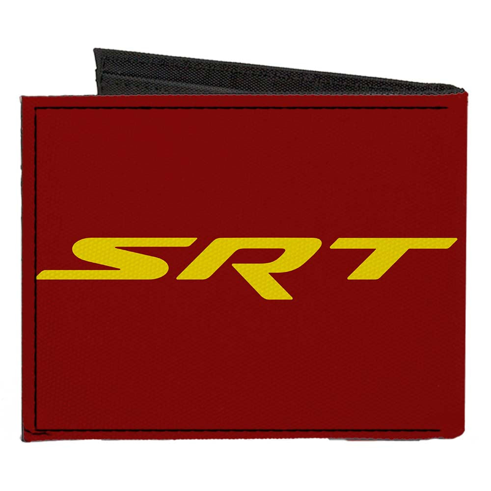 Canvas Bi-Fold Wallet - Dodge Hellcat Logo + SRT Burgundy Yellow