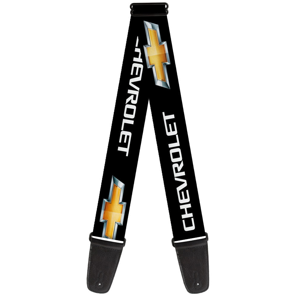 Chevy Bowtie Black & Gold Logo Guitar Strap