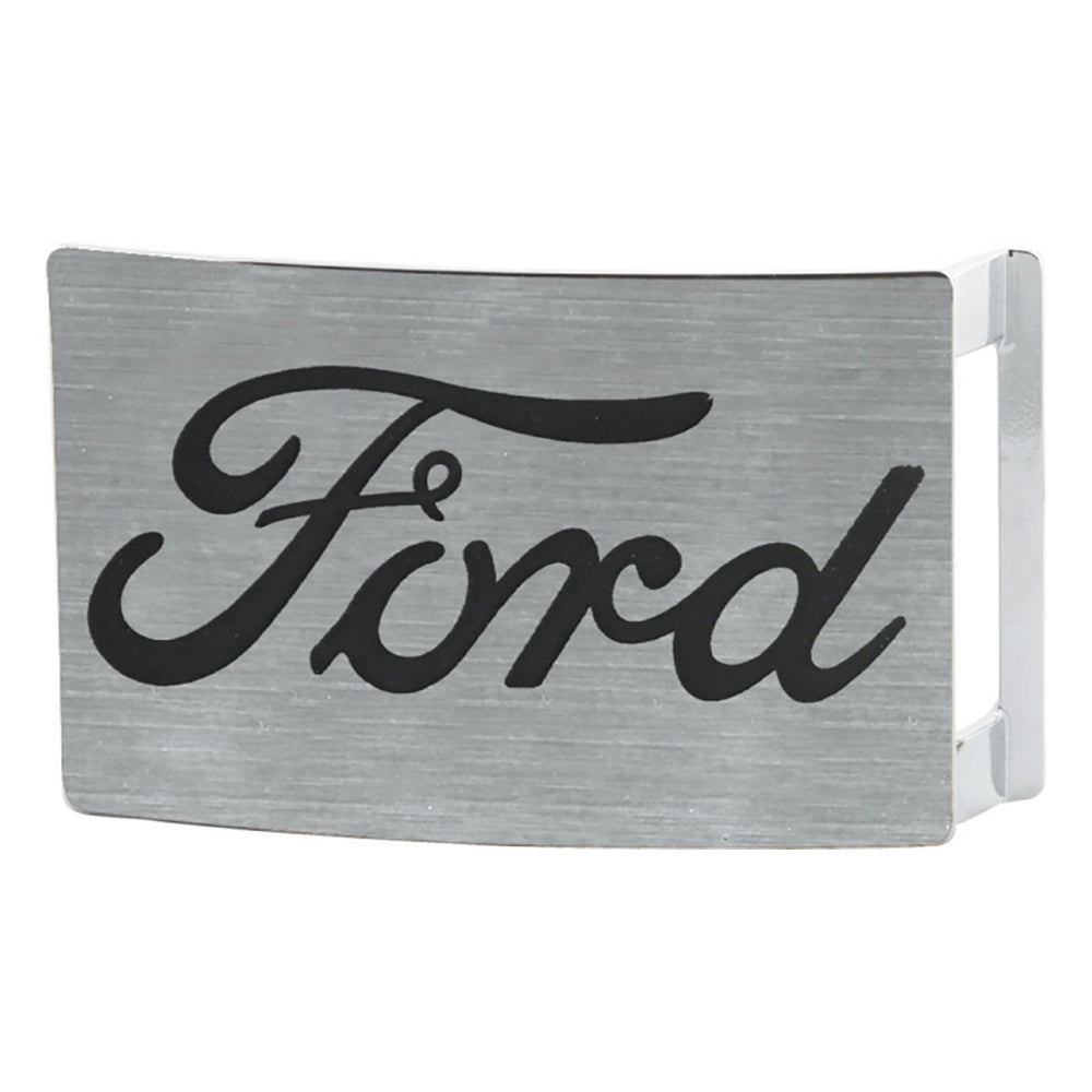 Ford Script Brushed Silver & Black Rock Star Buckle