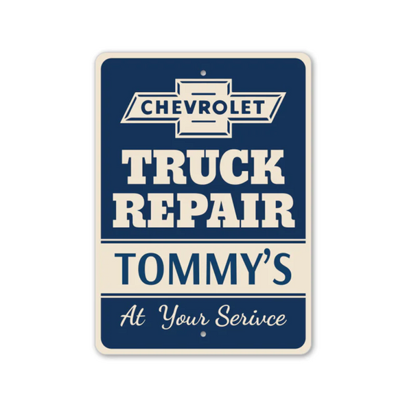 personalized-chevy-truck-repair-garage-sign-aluminum-sign