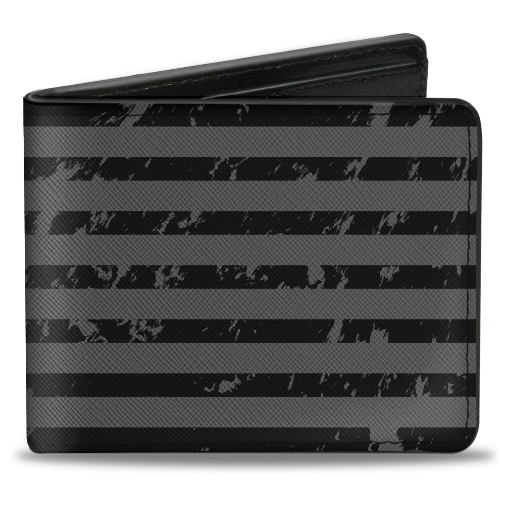 Ford Script American Flag Weathered Black & Gray Bi-Fold Wallet