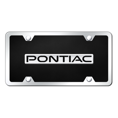 Pontiac Script Acrylic License Plate Kit - Chrome on Black