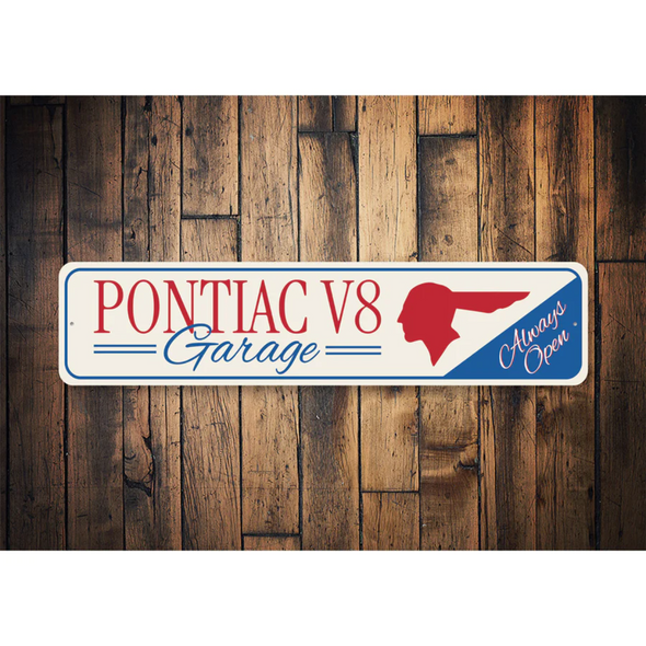 Pontiac V8 Garage Sign - Aluminum Sign