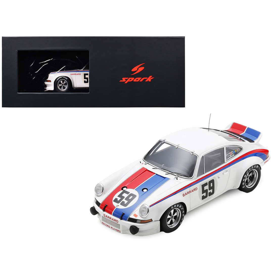 Porsche 911 Carrera RSR #59 Peter Gregg - Hurley Haywood "Brumos Racing" Winner "24 Hours of Daytona" (1973) with Acrylic Display Case 1/18 Model Car