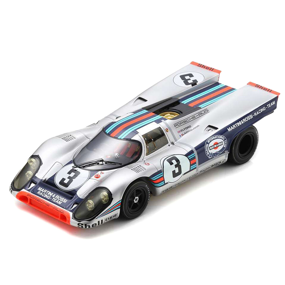 Porsche 917K #3 Vic Elford - Gerard Larrousse "Martini & Rossi Racing Team" Winner "12 Hours of Sebring" (1971) with Acrylic Display Case 1/18 Model Car