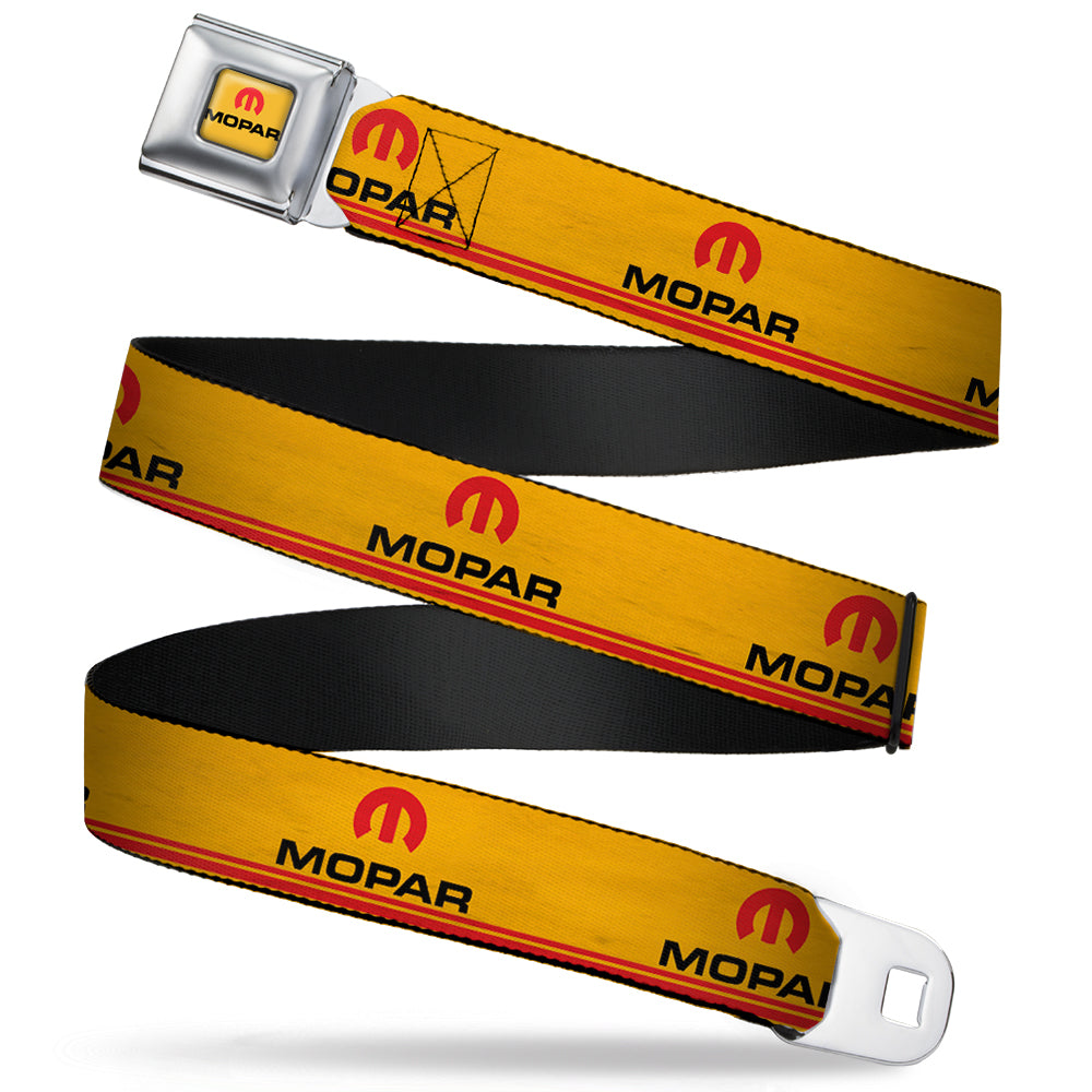 Mopar Logo Double-Stripe Vintage Gold Webbing Seatbelt Belt