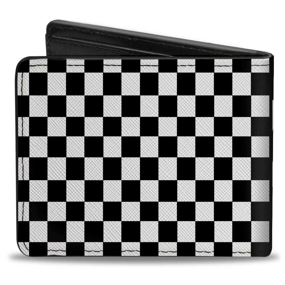 Shelby 60 Years Since 1962 Checkered Logo Black & White Bi-Fold Wallet