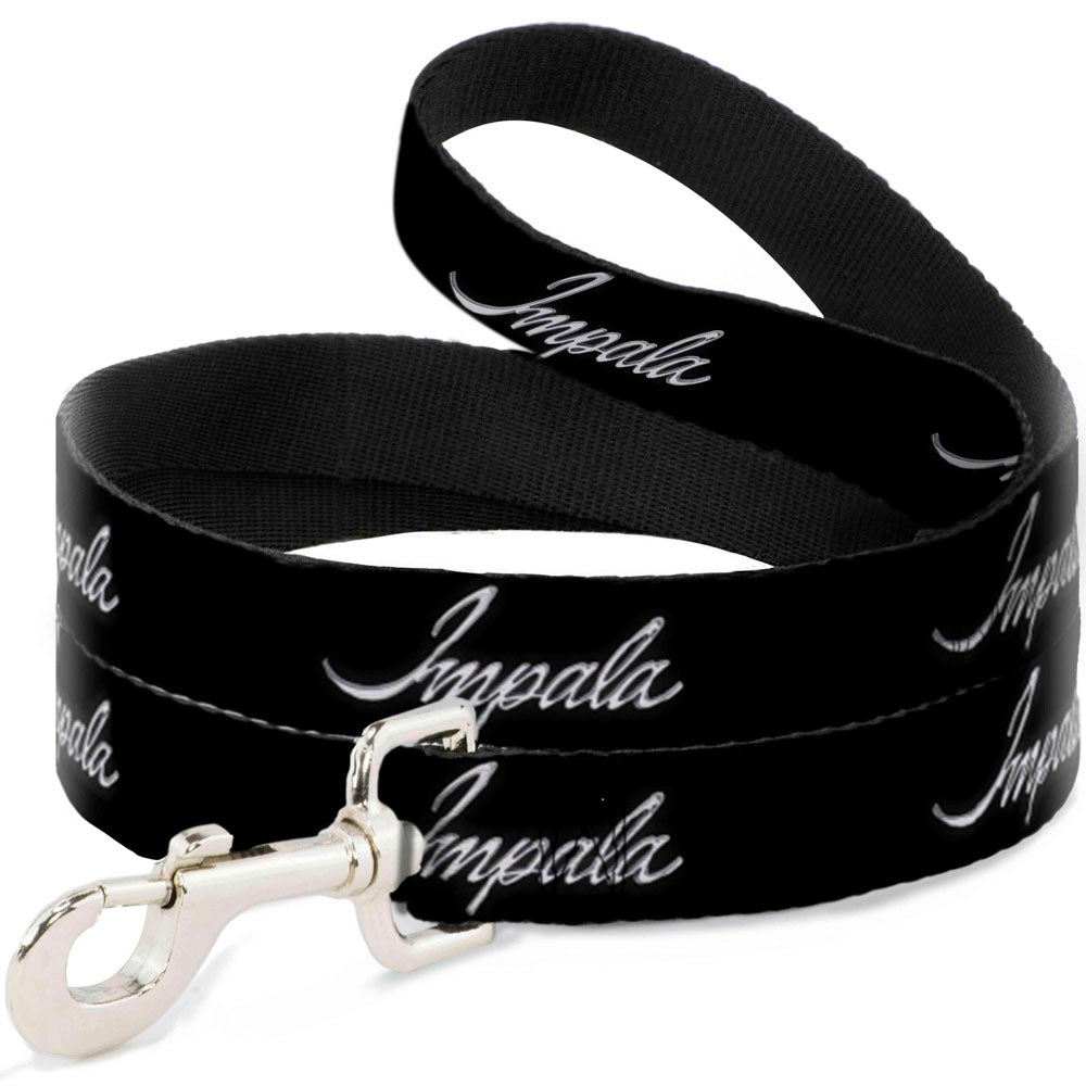 Impala Script Emblem Black & Silver Dog Leash