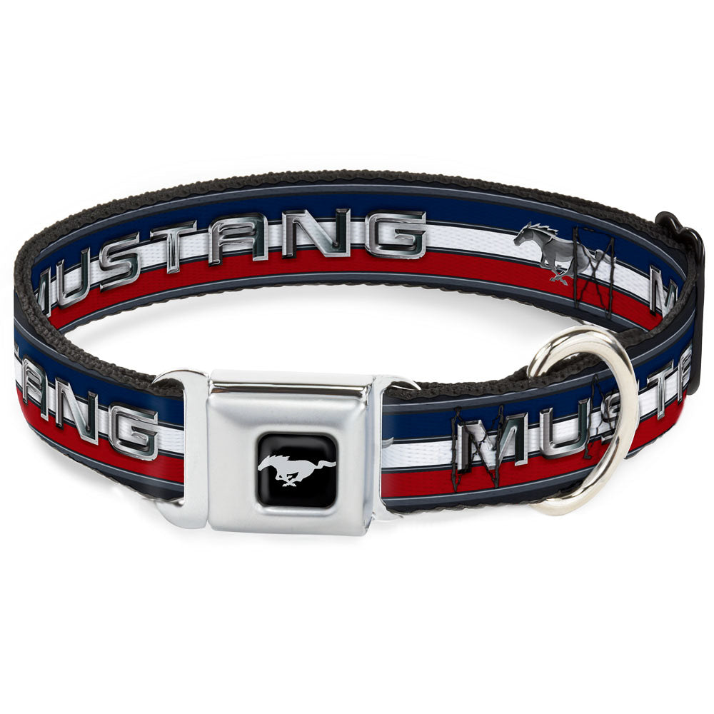 Ford Mustang Red White & Blue Stripes Seatbelt Buckle Collar