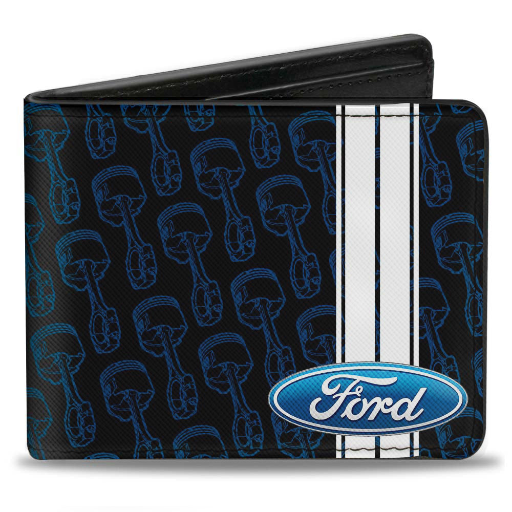 Ford Oval Pistons & White Stripes Bi-Fold Wallet