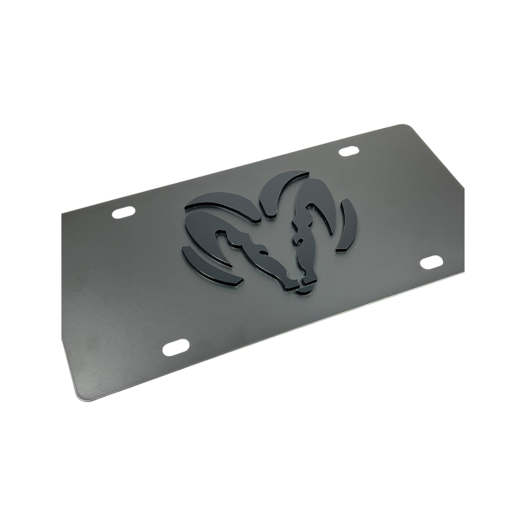 RAM Blacked Out Carbon Steel License Plate
