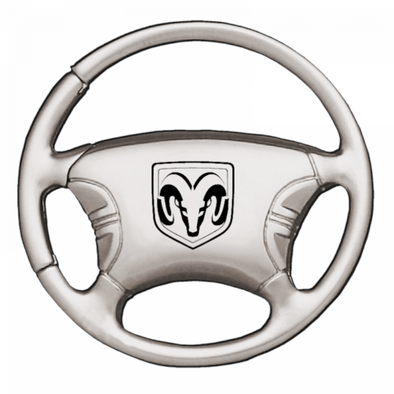 Ram Head Steering Wheel Key Fob - Silver
