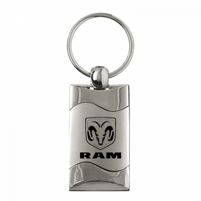 Ram Rectangular Wave Key Fob in Silver