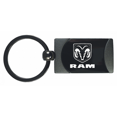 Ram Two-Tone Rectangular Key Fob in Gun Metal