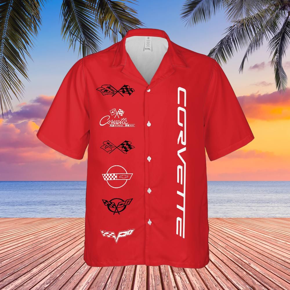 Corvette Generations Hawaiian Shirt - Bright Red