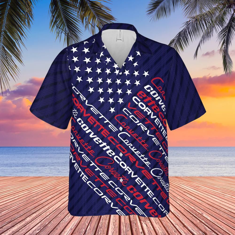 Corvette Generations Hawaiian Shirt - Navy Flag Stripes