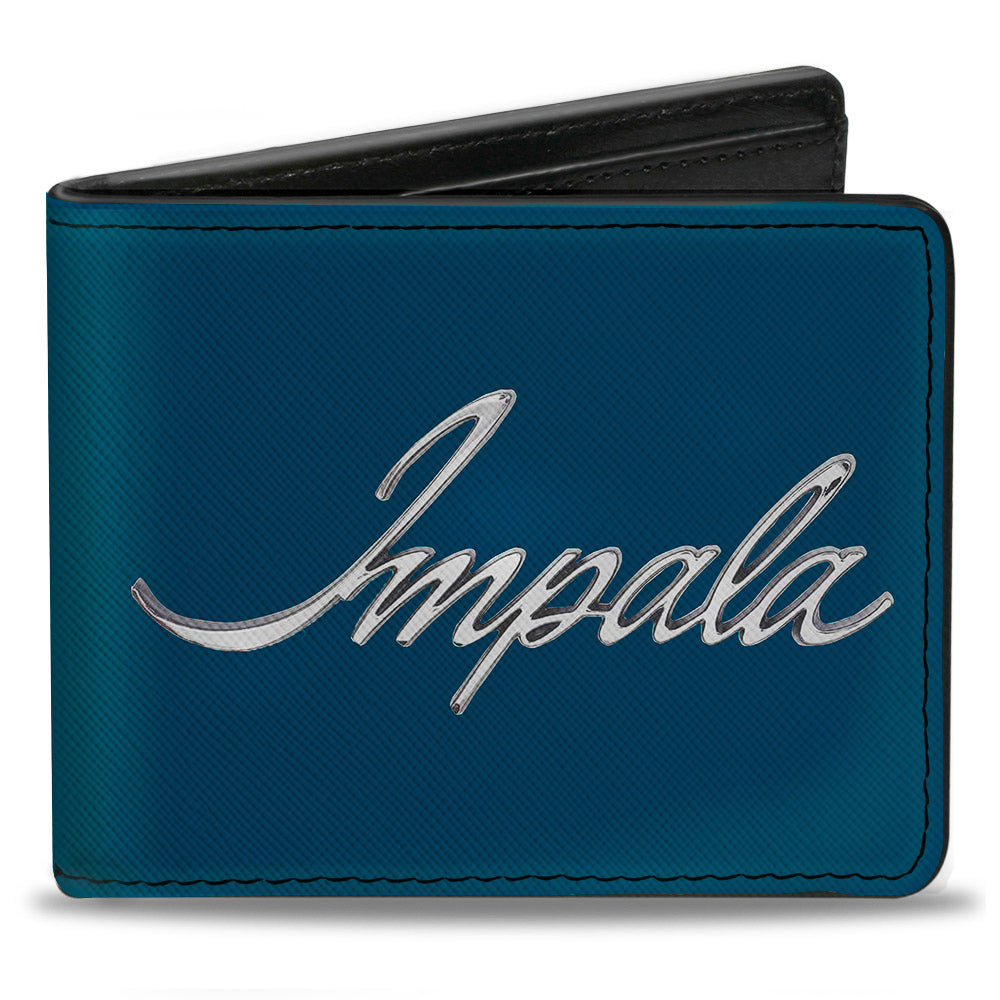 Impala Script Emblem Blue & Silver Bi-Fold Wallet