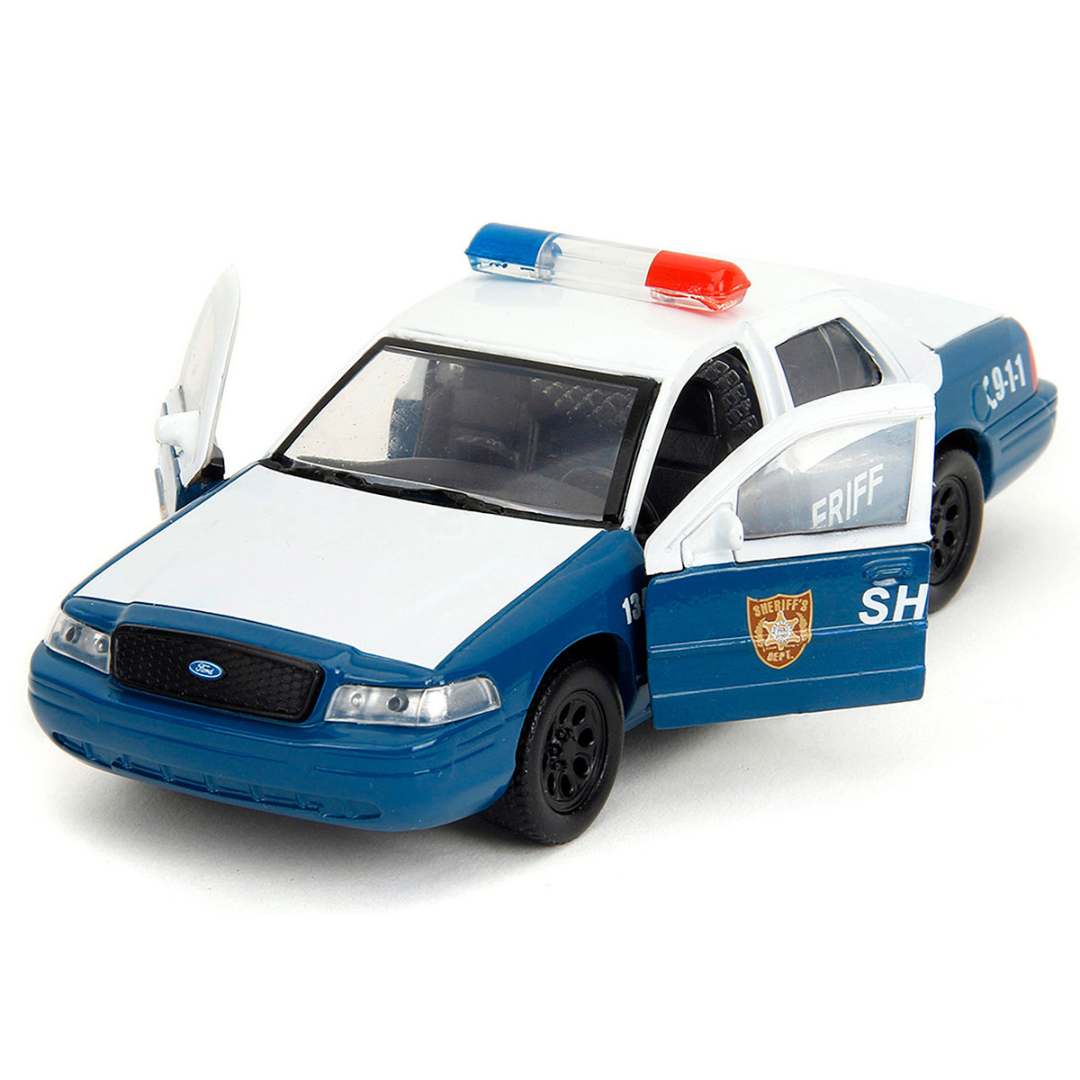 Rick Grimes' Ford Crown Victoria "Sheriff" Blue and White "The Walking Dead" (2010-2022) TV Series "Hollywood Rides" Series 1/32 Diecast Model Car