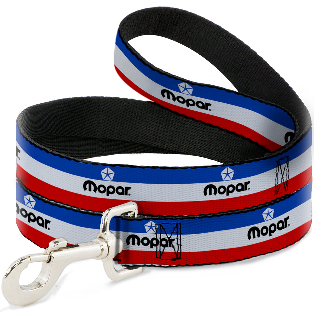 Mopar Logo Striped Red White & Blue Dog Leash