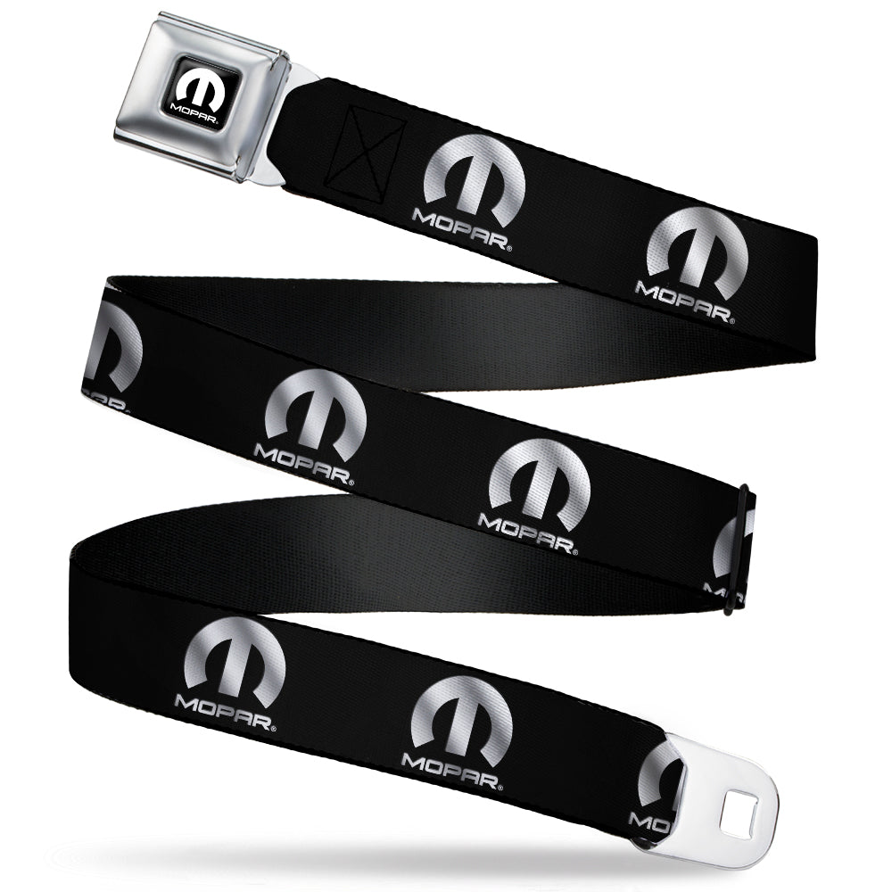 Mopar Logo Black & Silver Gradient Webbing Seatbelt Belt