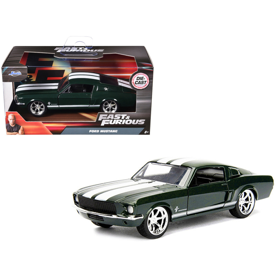 Sean's Ford Mustang Dark Green with White Stripes "Fast & Furious" Movie 1/32 Diecast Model Car