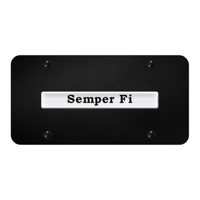 Semper Fi Name License Plate - Chrome on Black