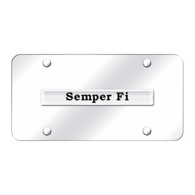 Semper Fi Name License Plate - Chrome on Mirrored