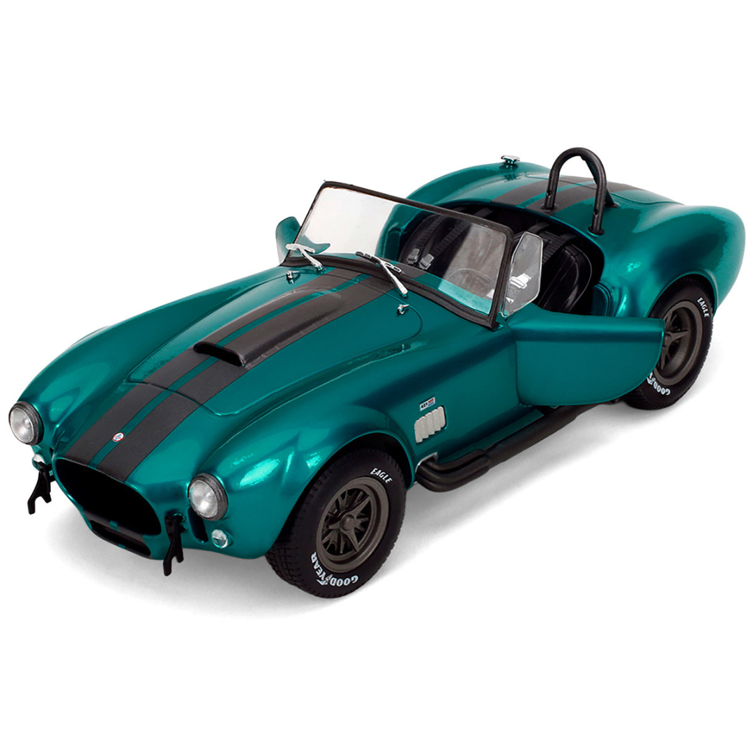 Shelby Cobra 427 MKII Teal Metallic with Gray Stripes "Pink Slips" Series 1/18 Diecast Model Car