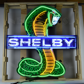 SHELBY COBRA NEON SIGN IN SHAPED STEEL CAN
