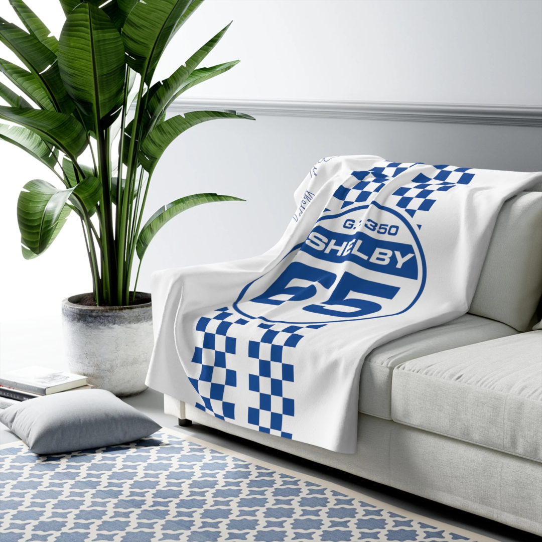 shelby-retro-cobra-checkered-blue-personalized-sherpa-fleece-blanket