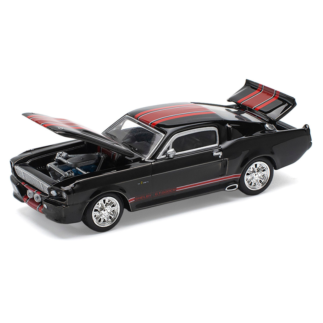 Shelby Mustang GT500 Dark Chrome with Red Stripes 1/64 Diecast Model Car