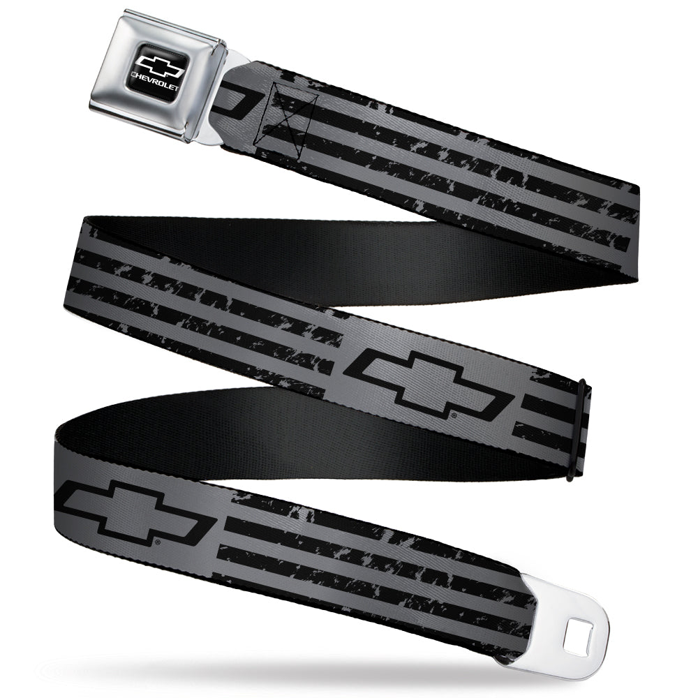 Chevrolet Bowtie American Stripes Weathered Gray & Black Seatbelt Belt