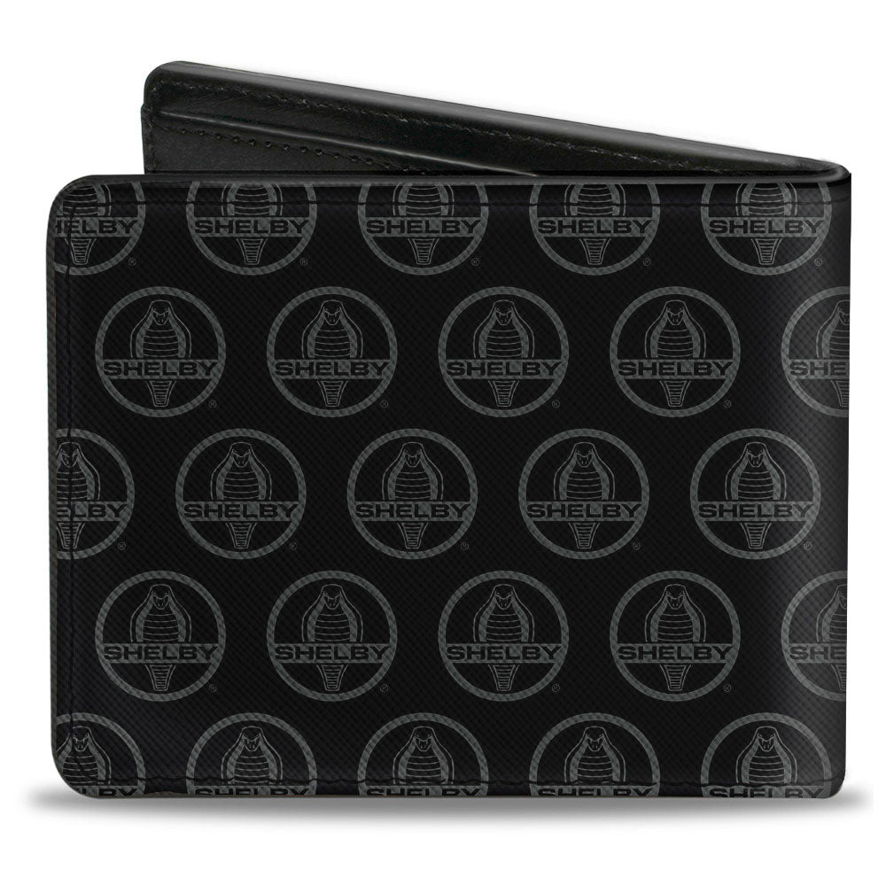 Shelby Cobra Center Monogram Black & Gray Bi-Fold Wallet