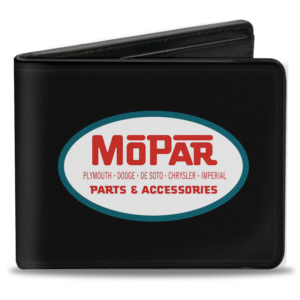 Mopar 1954-1958 Logo + Side Stripe Black Bi-Fold Wallet