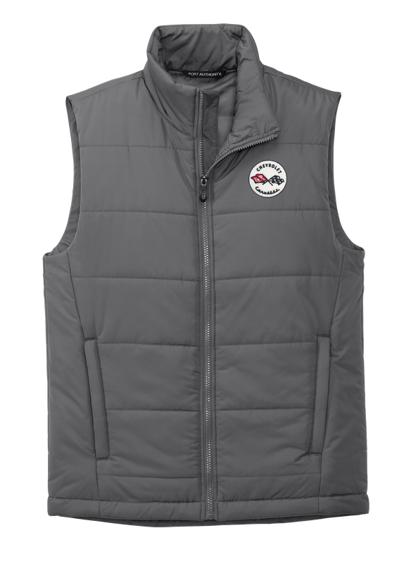 Corvette Embroidered Puffer Vest - Shadow Grey