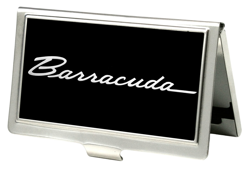 Plymouth Barracuda Script Logo FCG Black & Silver Business Card Holder - Small