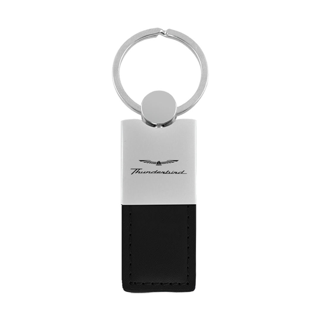 thunderbird-duo-leather-chrome-key-fob-black-38410-classic-auto-store-online