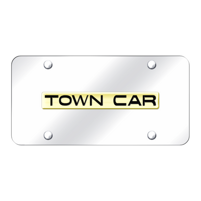 Town Car Name License Plate - Gold on Mirrored